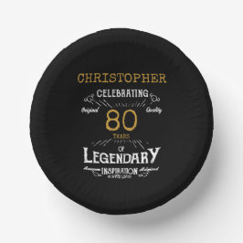 Legendary Black Gold Retro 80. Geburtstag Pappteller