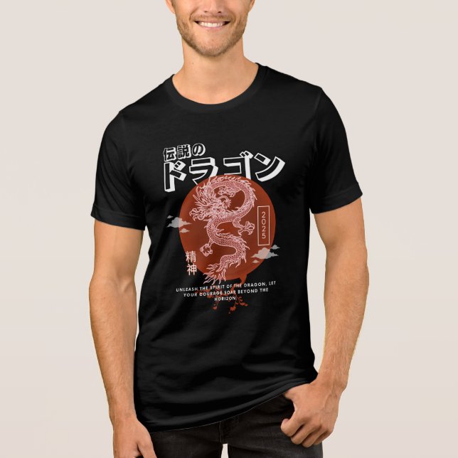 Legendary Dragon – Japanese Mythology Aesthetic Tri-Blend Shirt (Vorderseite)