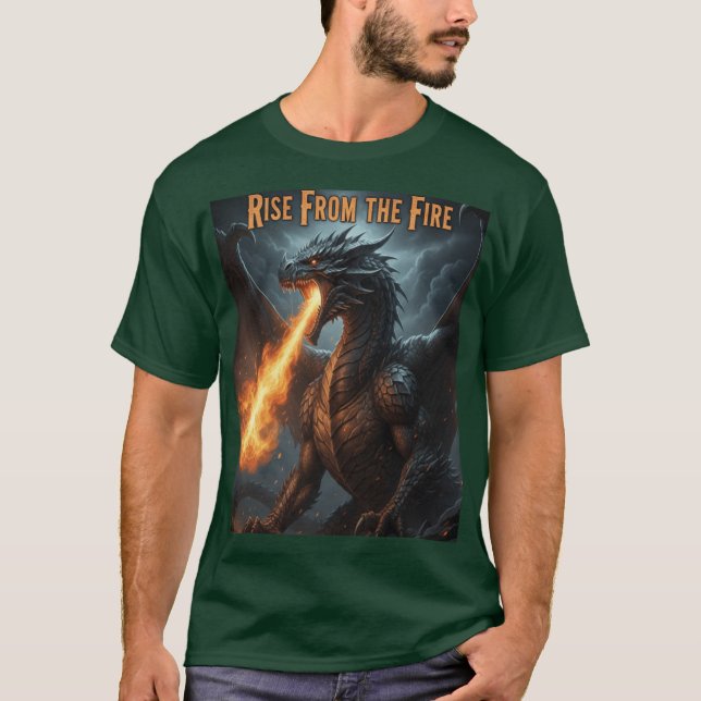 Legendary Fire Dragon – Rise & Strength Motivation T-Shirt (Vorderseite)