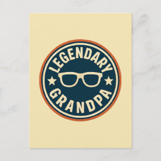 legendary grandpa retro badge postkarte