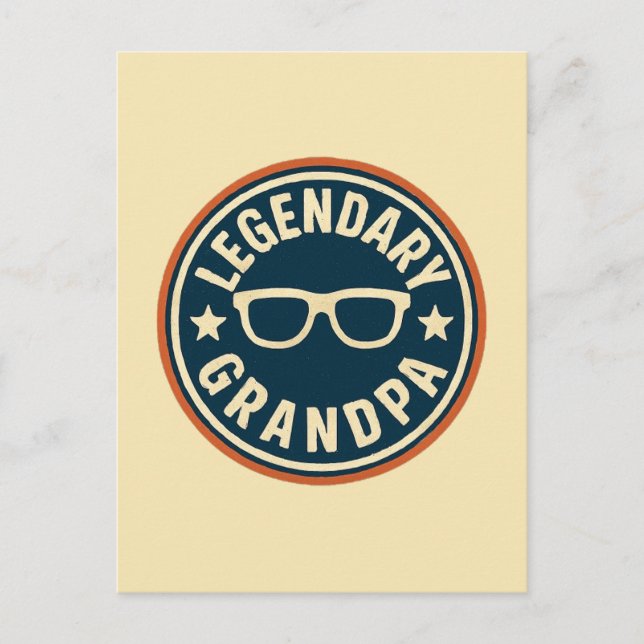 legendary grandpa retro badge postkarte (Vorderseite)