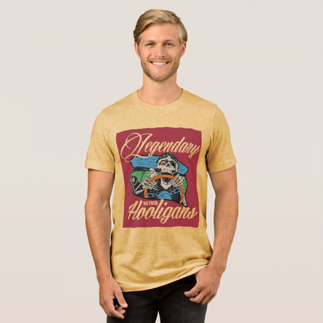 Legendary Hotrod Hooligans - Retro Tri-Blend Shirt (Vorderseite voll)