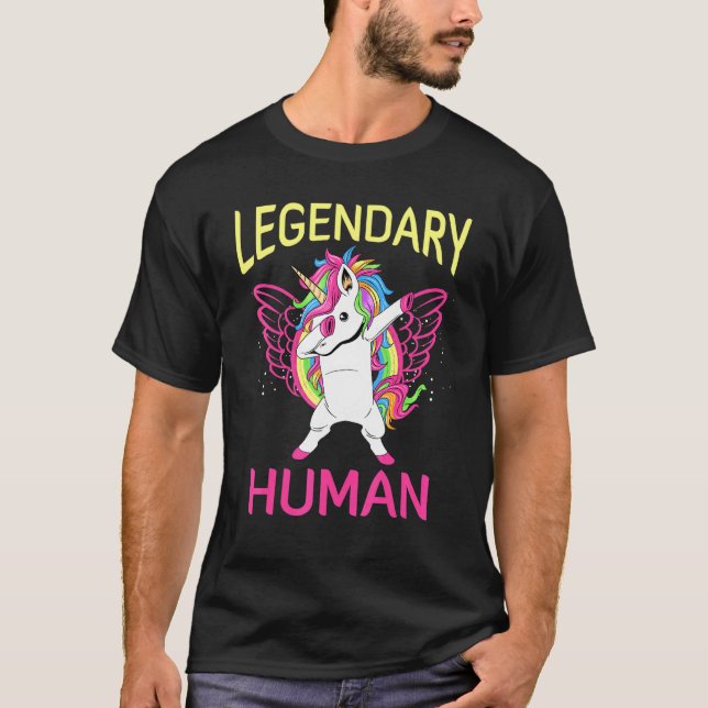 Legendary Human Dabbing Dancing Unicorn Gamer T-Shirt (Vorderseite)