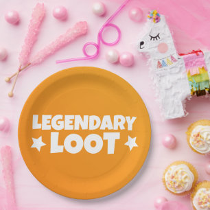 Legendary Loot Gamer Kids Yellow Text Slogan Pappteller