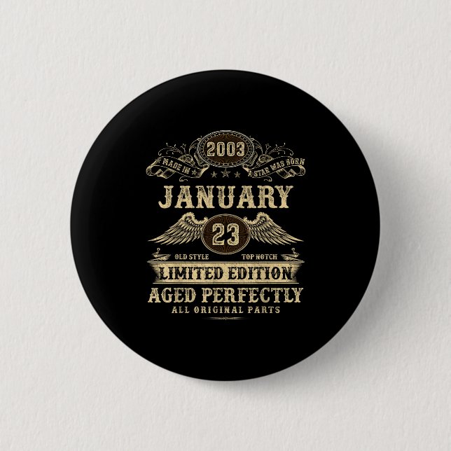 Legendary Man Born January 2003 23rd Birthday  Button (Vorderseite)