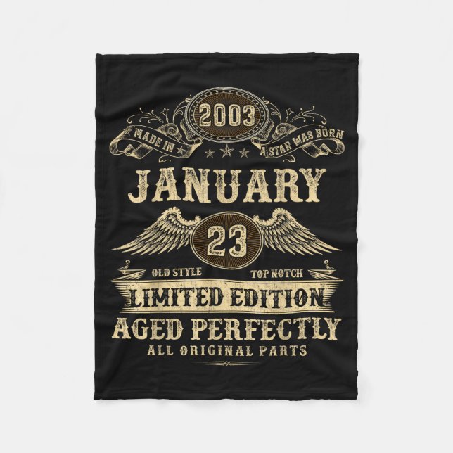 Legendary Man Born January 2003 23rd Birthday  Fleecedecke (Vorderseite)