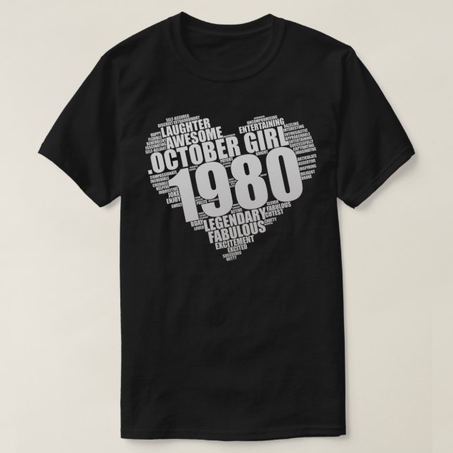 Legendary October Girl 1980 Phantastisch & Fabulou T-Shirt (Design vorne)