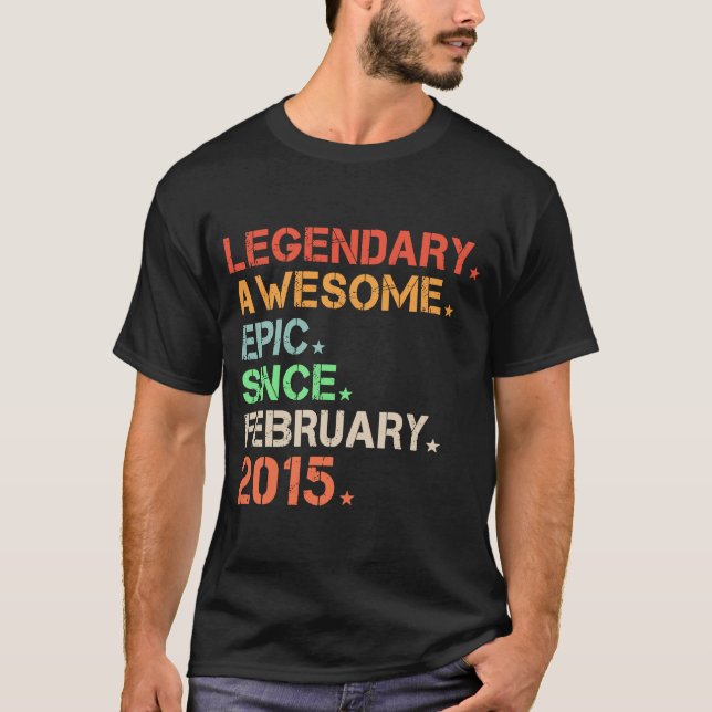 Legendary Phantastisch Epic Seit Februar 2015 Retr T-Shirt (Vorderseite)