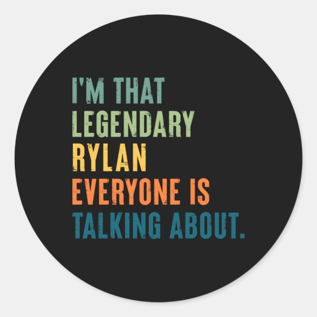 Legendary Rylan Personalisiert Name Runder Aufkleber (Vorderseite)