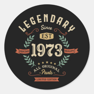 Legendary Seit 1973 Limited Edition Birthday Gi Runder Aufkleber
