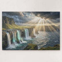 Legendeninsel-Küstenwasserfall-Jigsaw-Puzzle