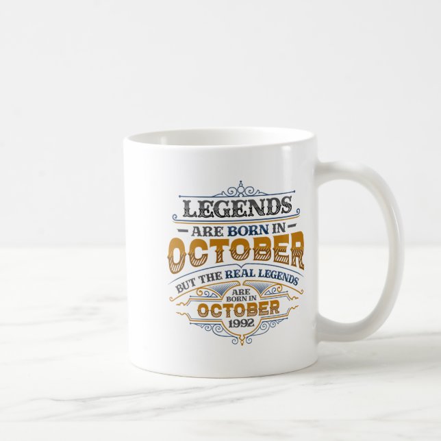 Legends Are Born In October 1992 Womens Birthday C Kaffeetasse (Rechts)