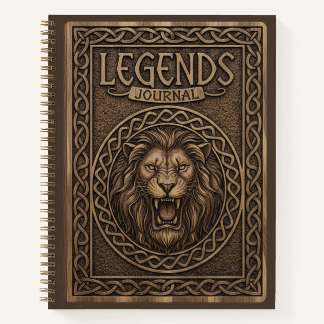 Legends Journal Lion King Wood Carved Journal Notizbuch (Vorderseite)