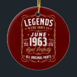 Legends June 1963 Gift 59 Year Old 59th Birthday Keramik Ornament<br><div class="desc">Legends June 1963 Gift 59 Year Old 59th Birthday Gifts Gift. Perfect gift for your dad,  mom,  papa,  men,  women,  friend and family members on Thanksgiving Day,  Christmas Day,  Mothers Day,  Fathers Day,  4th of July,  1776 Independent day,  Veterans Day,  Halloween Day,  Patrick's Day</div>