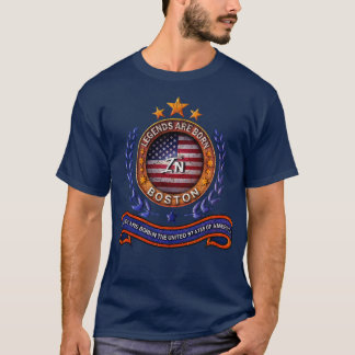 Legends of Boston Massachusetts Retro USA Flag T-Shirt