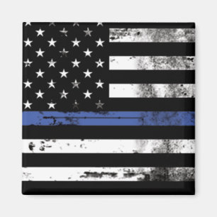 Léger Ligne Bleue Drapeau Grunge Magnet de police