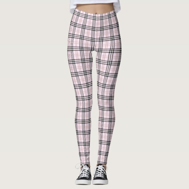 Léger rose Tarten Plaid Femmes Leggings (Devant)
