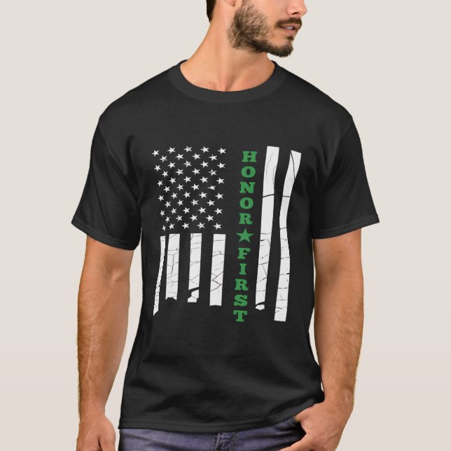 Légère ligne verte Drapeau américain Sweat - shirt (Devant)