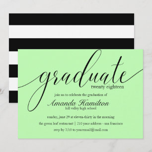 Légère Typographie verte Graduation Invitation