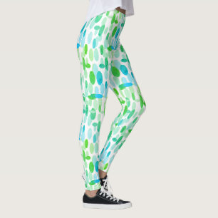 Legging à motif de taches ovales bleu turquoise ve