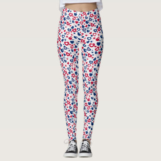 Legging à petits cœurs rouges et bleus