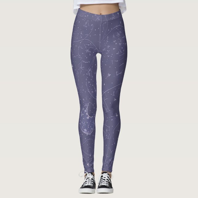 Legging Azul Noche con Líneas y Garabatos Cósmicos (Devant)