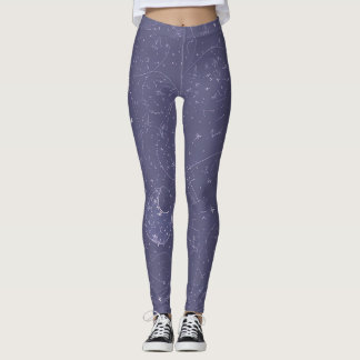 Legging Azul Noche con Líneas y Garabatos Cósmicos Leggings