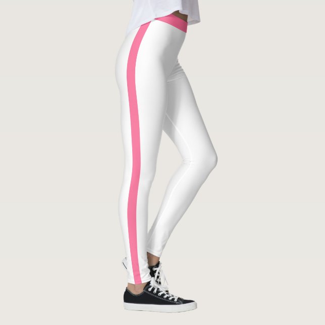 Legging Blanc avec Rayure Latérale Rose - Choisiss (Droite)
