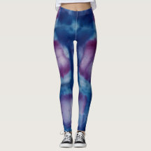 Legging de yoga en peinture abstraite bleu électri