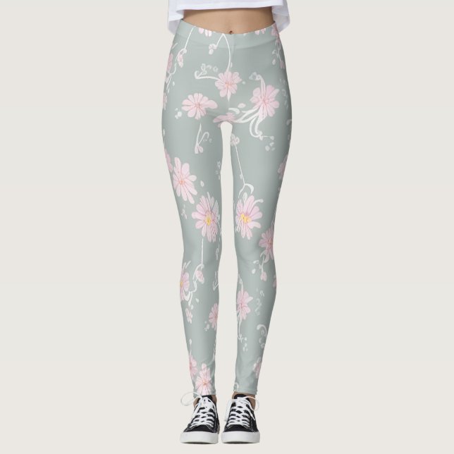 Legging Gris Verdoso Claro Floreado (Devant)