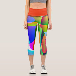 Legging Hochtailliert Abstrakt Mehrfarbig