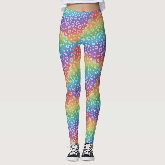 Legging imprimé léopard arc-en-ciel | Couleurs viv (Devant)