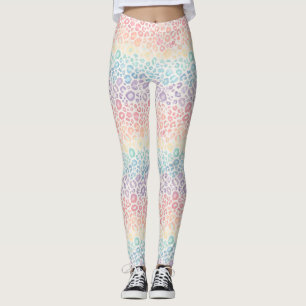 Legging imprimé léopard arc-en-ciel pastel opale