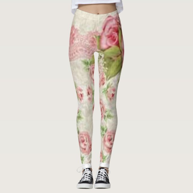 legging longue florale rose (Devant)