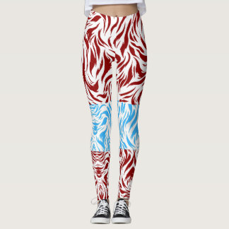 Legging Motif Tourbillon Abstrait Rouge et Bleu Vi