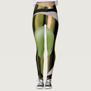 legging noir à rayures vertes pour femmes