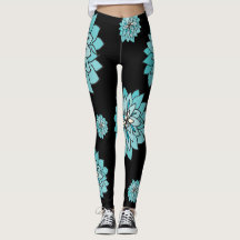 Legging noir avec la conception bleue turquoise
