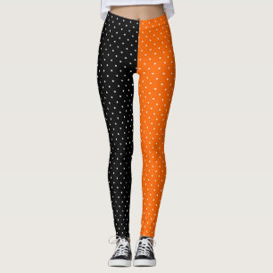 Legging noir et orange à pois pour Halloween