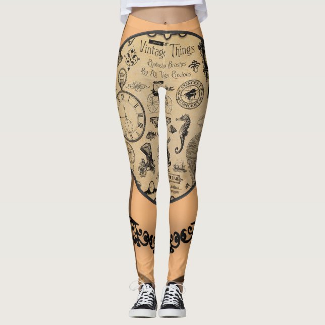 legging noir orange bronzé long (Devant)