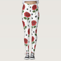 Legging Rose rouge élégante et empreinte de patte