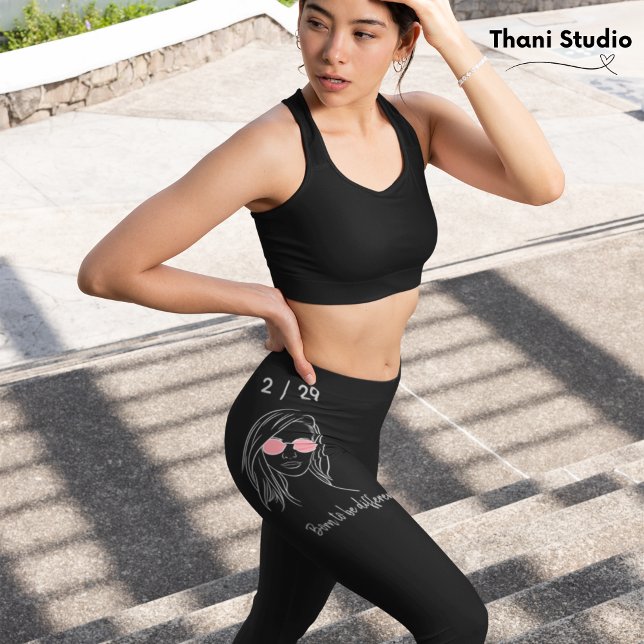 Leggings 2 / 29 Né pour être différent année bissextile Ann (Créateur téléchargé)