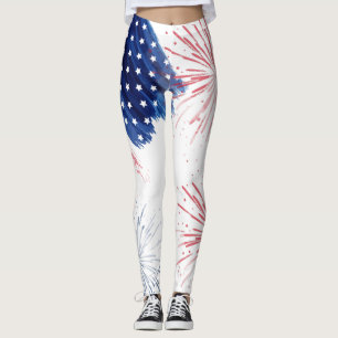 Leggings 4 juillet Défilé de l'Indépendance Rouge Blanc Ble