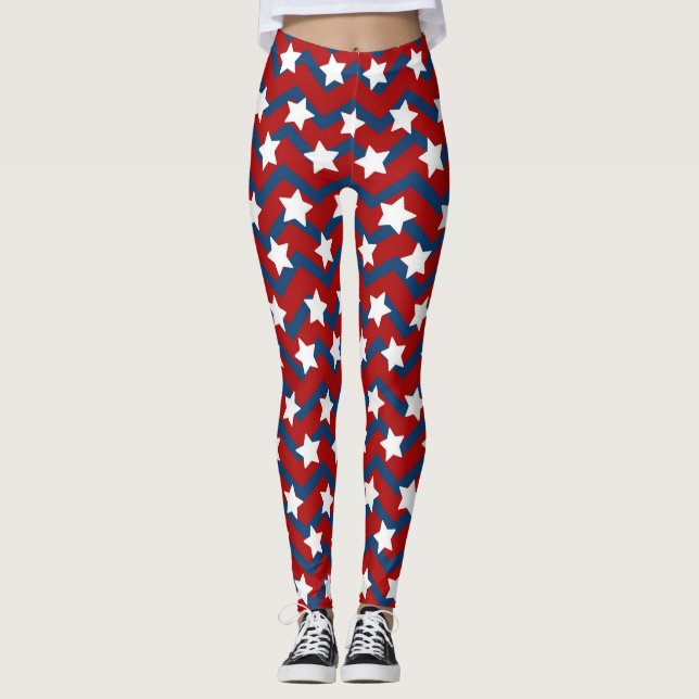 Leggings 4 juillet Fête de l'Indépendance des USA Etoiles b (Devant)