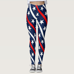 Leggings 4 juillet motif rouge, blanc et bleu