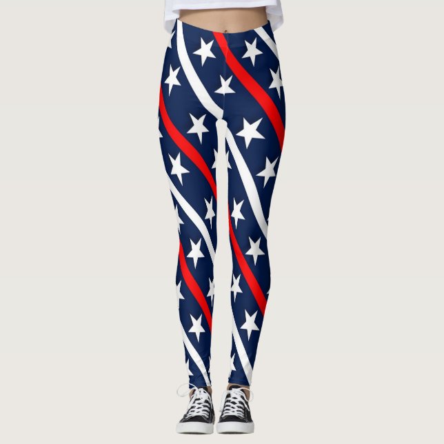 Leggings 4 juillet motif rouge, blanc et bleu (Devant)