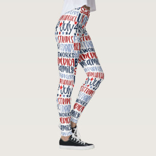 Leggings 4 juillet Rouge Blanc Bleu avec étoiles Qualité