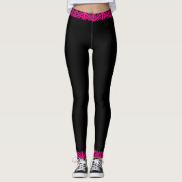Leggings 4Tina rose et noir fuchsia