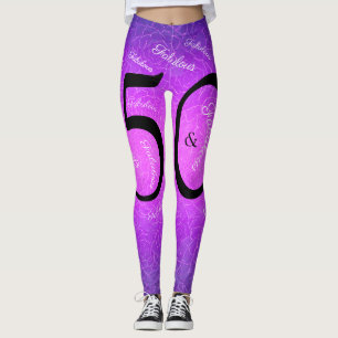 Leggings 50 Et Fabuleux Anniversaire Métallique Violet Él