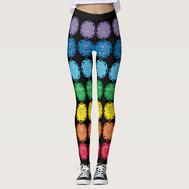 Leggings 7 Dessins de symboles d'infini de chakras libellul (Devant)