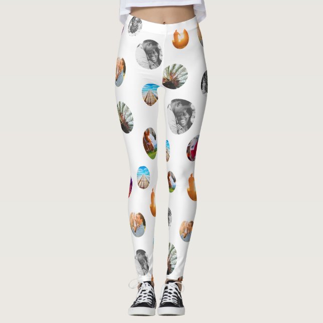 Leggings 8 Photo polka point Cercles Modèles Exercice blanc (Devant)